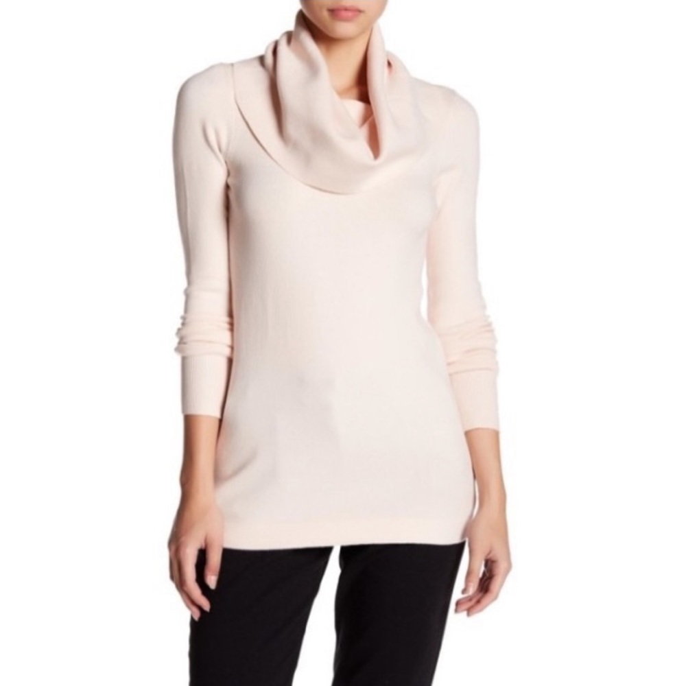 French Connection Cowl Neck Tunic Sweater in Blush Pink Size Large